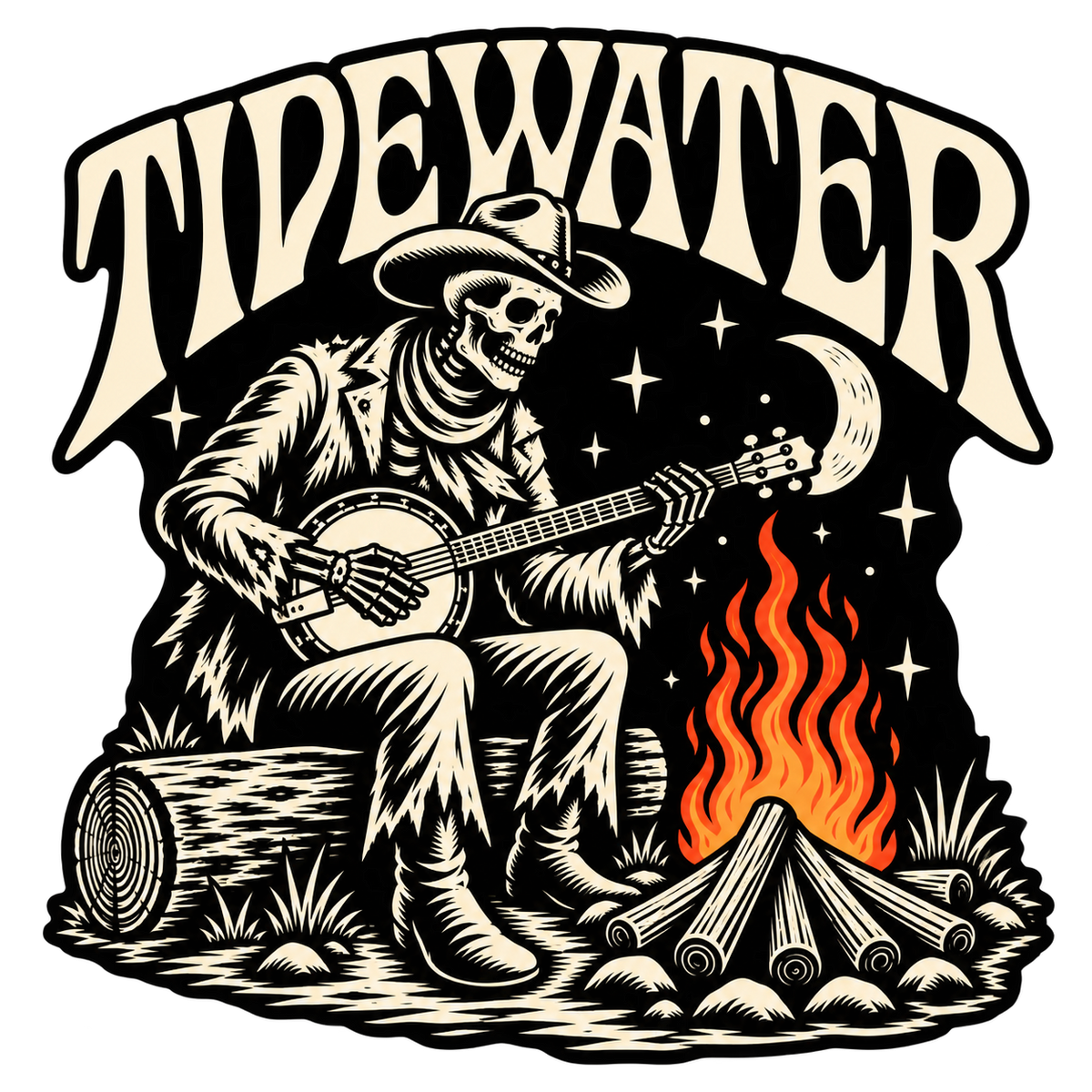 Fireside Banjo Skelly Large Vinyl Sticker