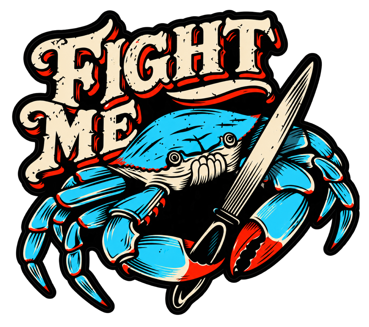 Fight Me Crab Large Vinyl Sticker