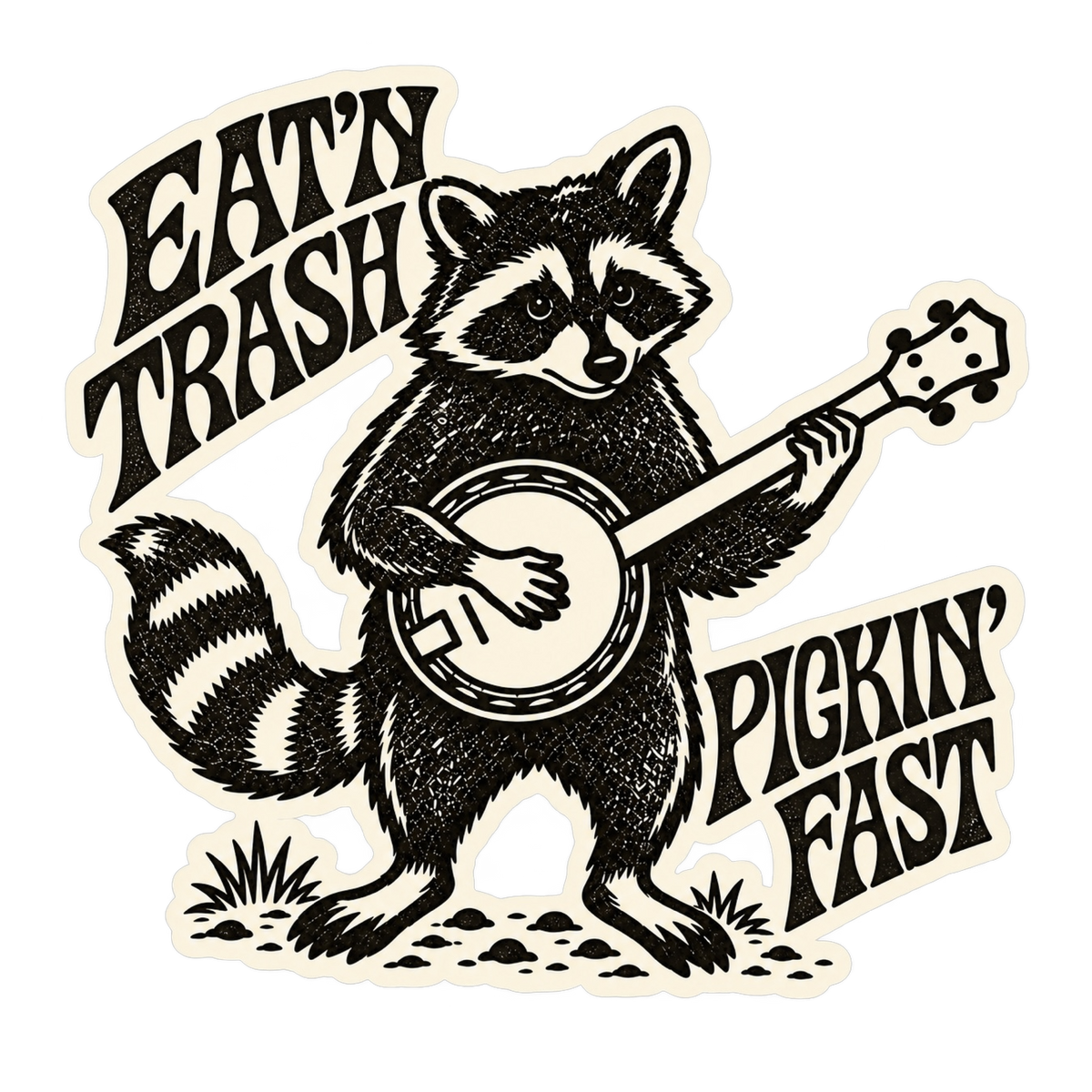 Eat Trash, Pickin' Fast Racoon Large Vinyl Sticker