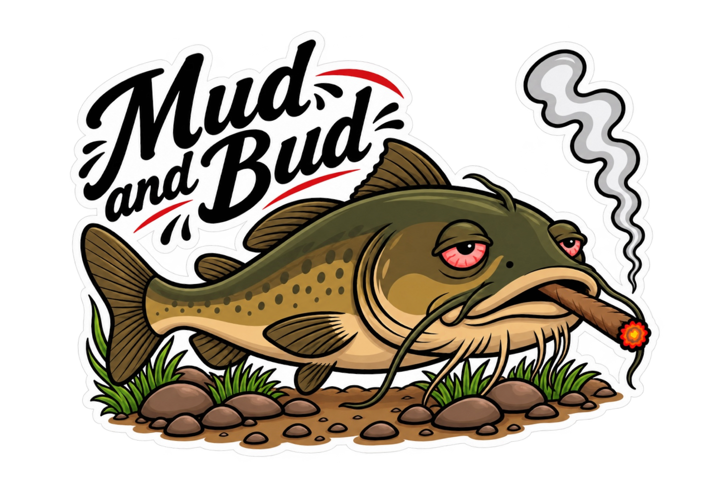 Mud & Bud Catfish Large Vinyl Sticker