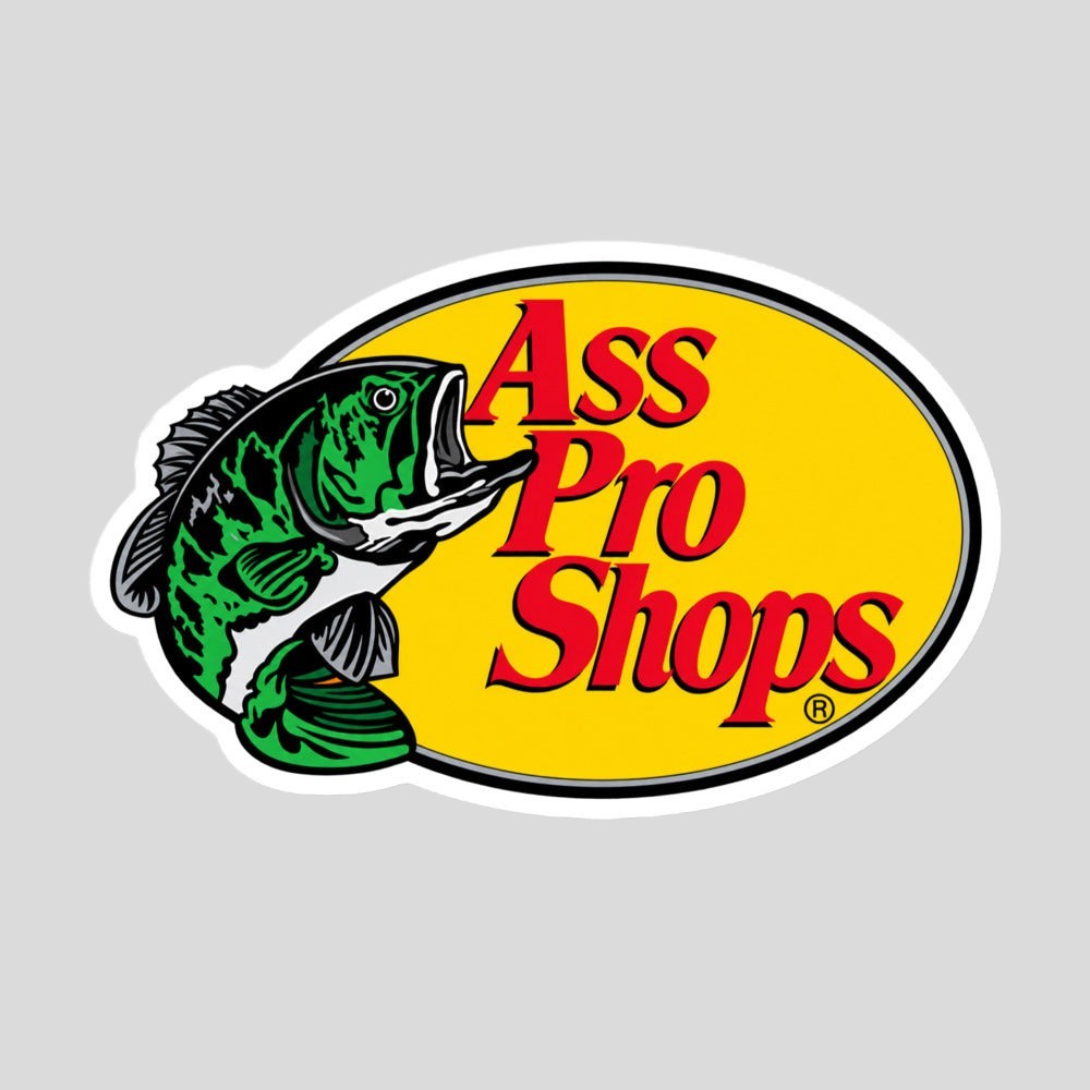 Tidewater Rods large oval vinyl sticker featuring a green bass fish graphic and ProShops text on a yellow background.
