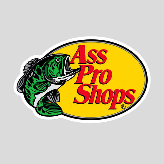 Tidewater Rods large oval vinyl sticker featuring a green bass fish graphic and ProShops text on a yellow background.